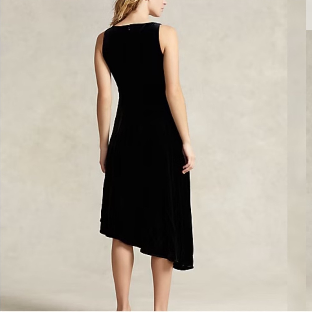 NWT Polo Ralph Lauren Asymmetrical-Hem Velvet Cocktail Dress in Black